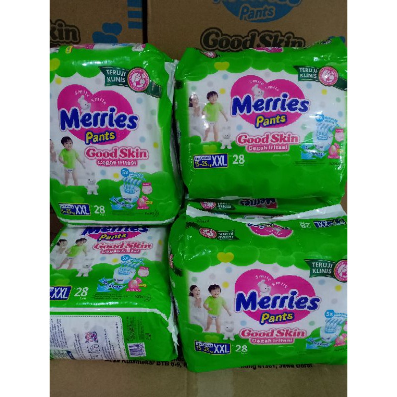 Popok Celana bayi Merries Good Skin XXL 18 / XXL 28 (New Arrival) / Meries XXL28