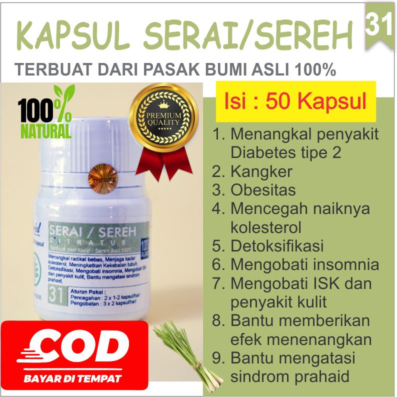 

Obat Diabet Kolesterol Pelangsing Detok Penyakit kulit Kapsul Herbal Serai Sereh