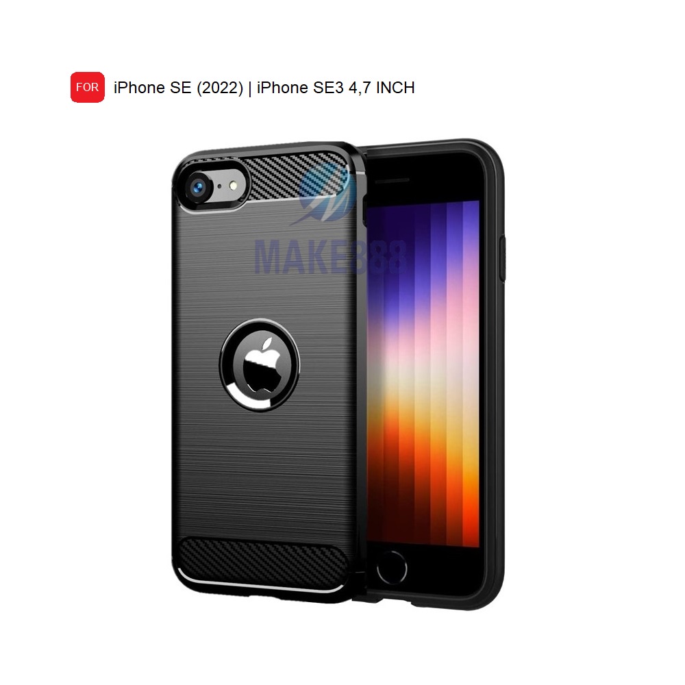 Case Ipaky Carbon Fiber FOR IPHONE SE 2022 4.7 INCH | IPHONE SE3 Softcase TPU BLACK