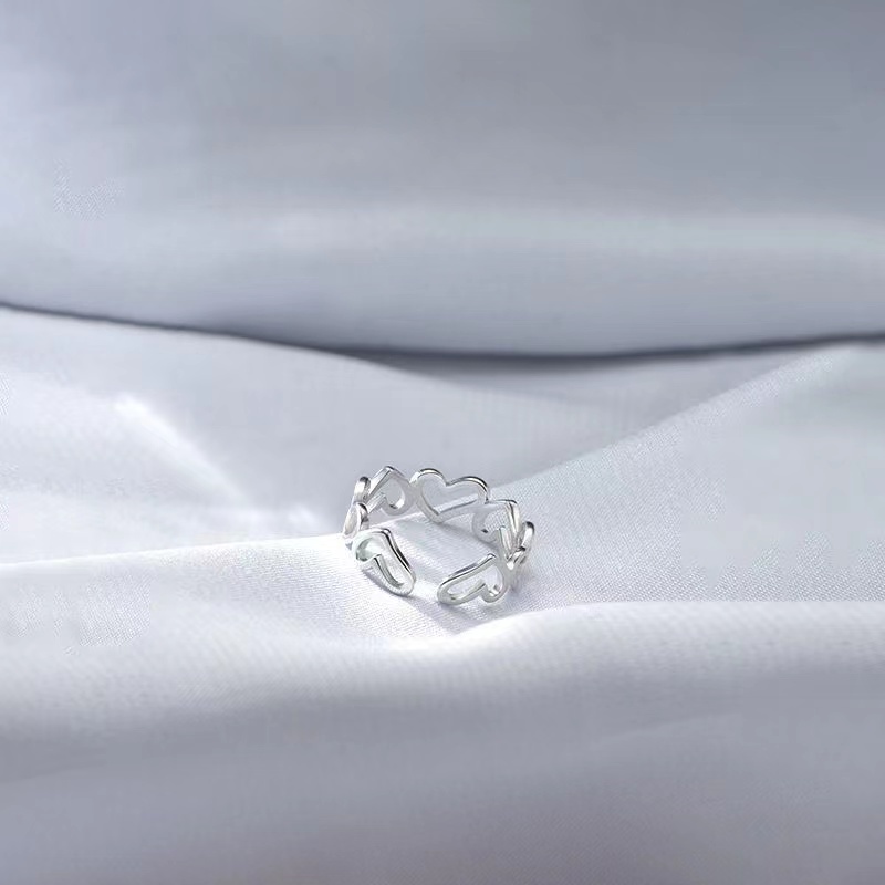 IFYOU 2pcs / Set Cincin Jari Bentuk Hati Warna Silver Gaya Korea Untuk Wanita