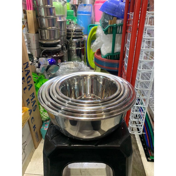 BMW Kitchen Ware - Baskom Stainless Steel Uk 20,22,24,26,28,30 cm / Baskom Stainless Steel Super Tebal / Baskom Wadah Makanan / Baskom Cuci Sayur