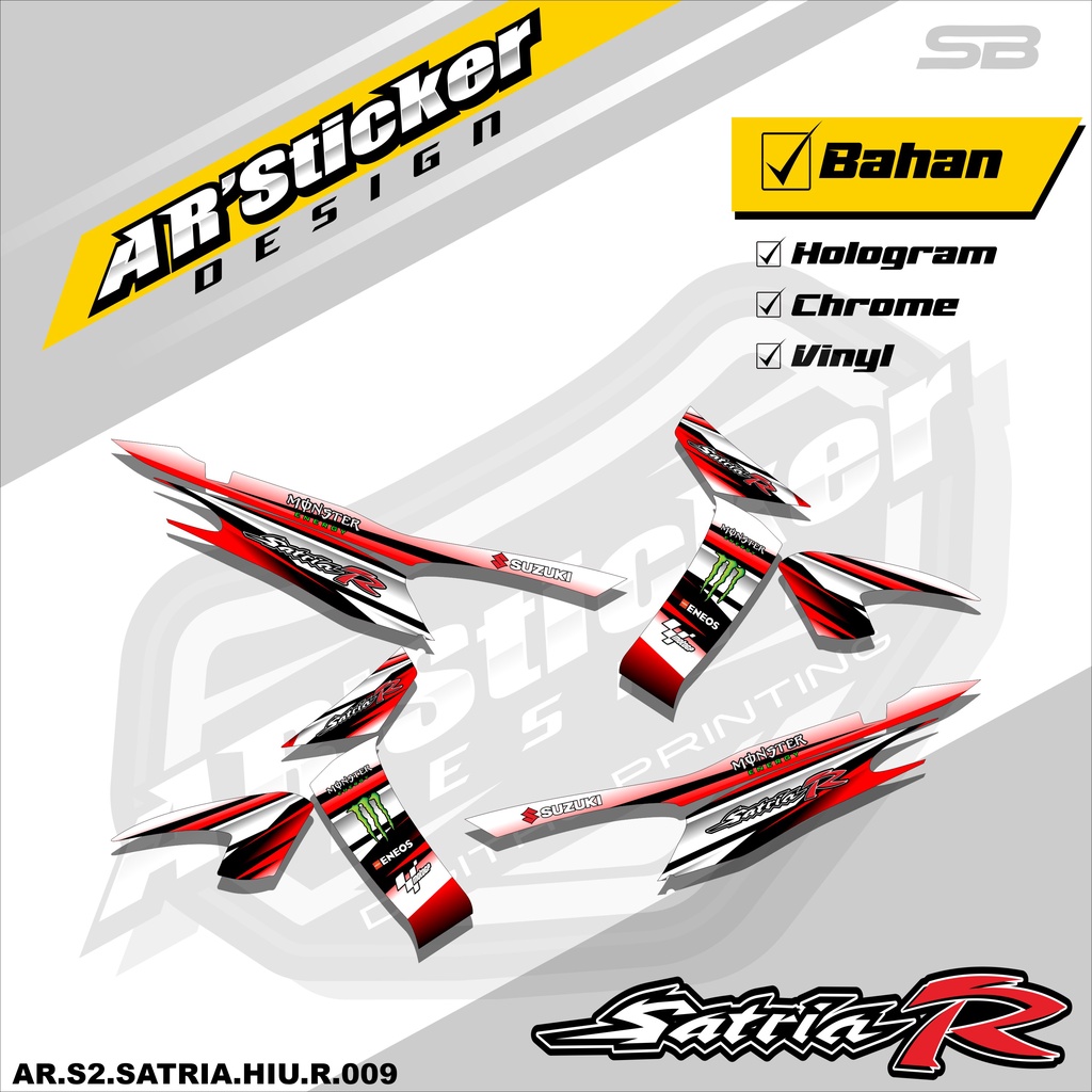 Striping SATRIA 120 R HIU  - Stiker Striping Satria 120 R Hiu Lis Variasi Hologram AR.S2-09