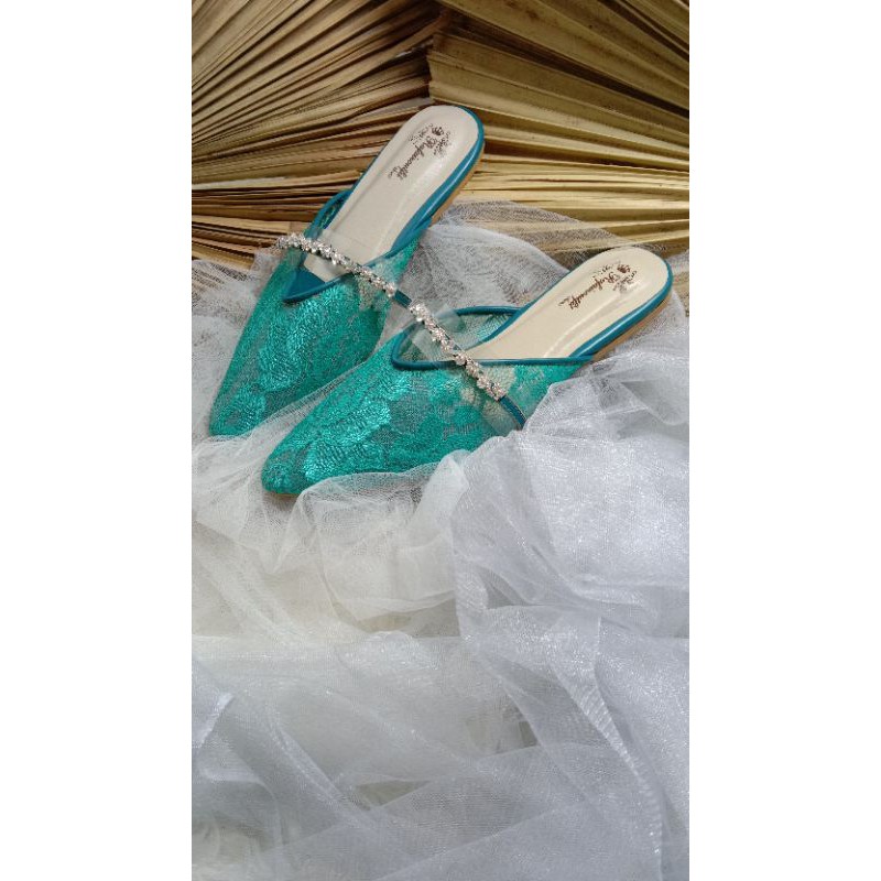 flatshoes azwa wanita cantik warna hijau tosca