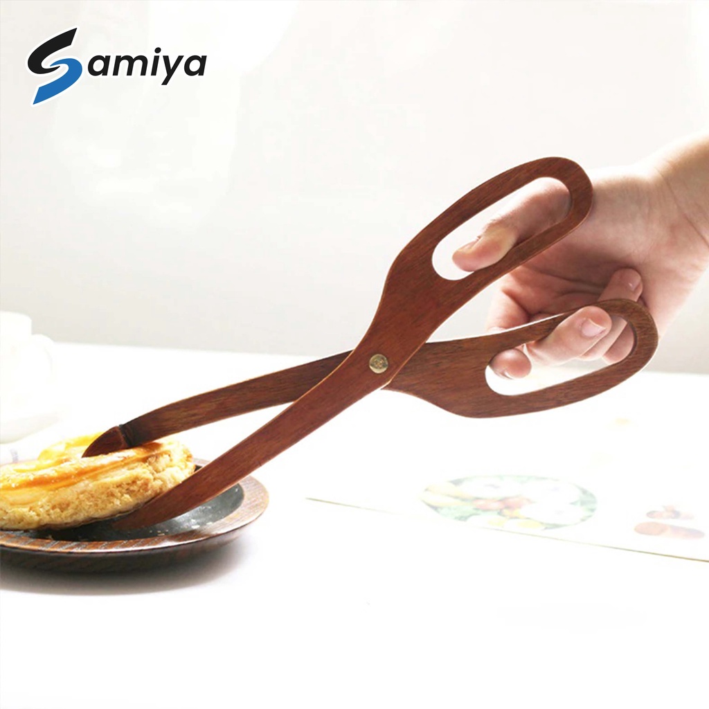 creative wooden kitchen food tong scissor / gunting kayu penjepit pencapit makanan roti snack gorengan cemilan / capitan kayu serbaguna / wood food tongs jepitan