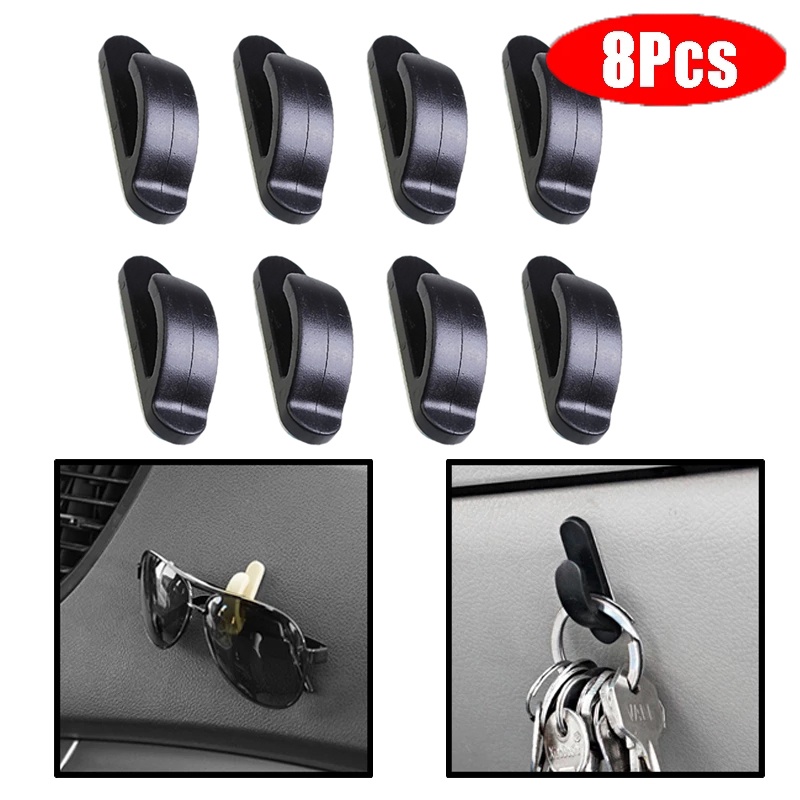 8pcs / Set Kait Holder Mini Dengan Perekat Tahan Lama Untuk Interior Mobil