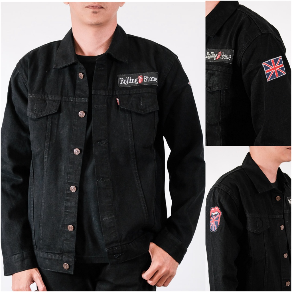 Jaket Jeans Denim Pria Bordir Emblem BAND MUSIK - BLVCK BORDIR RS