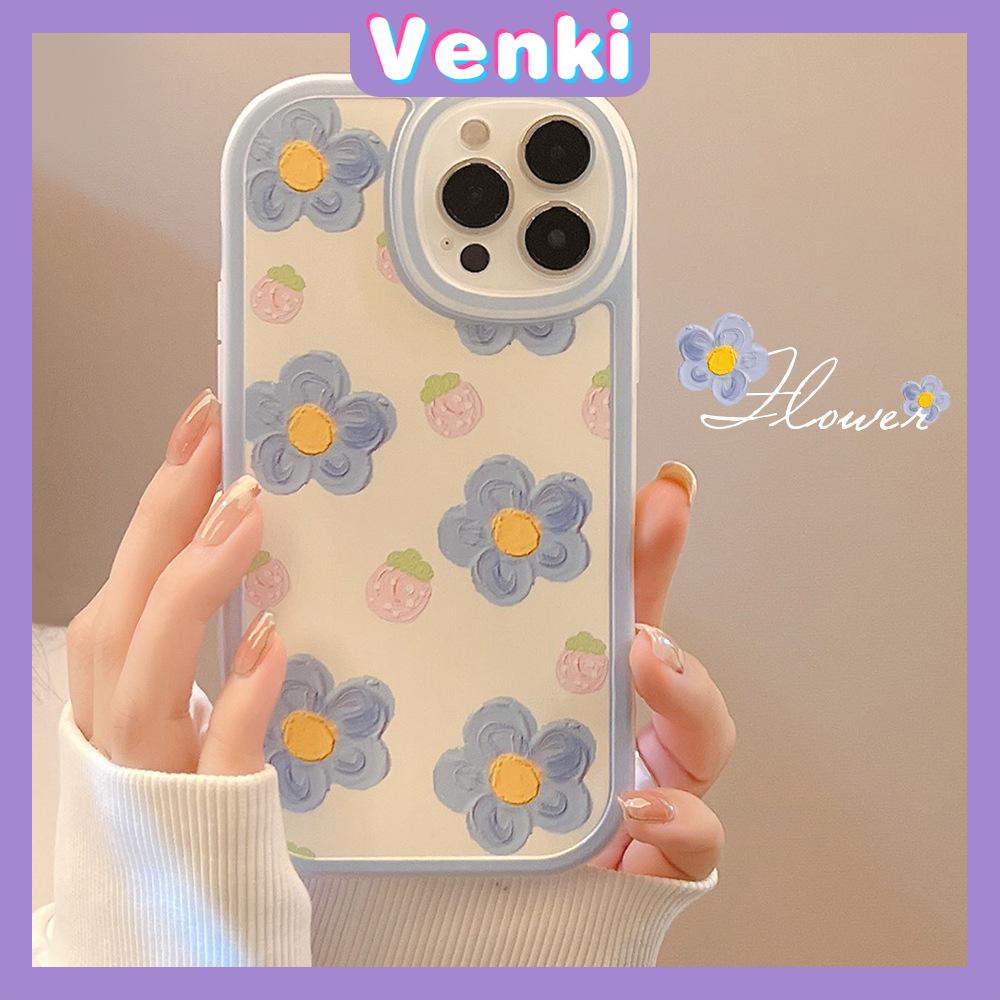 iPhone Case Silicone Soft Case Clear Case Thickened Airbag Shockproof Camera Full Coverage Protection Blue Flowers Cute For iPhone 13 Pro Max iPhone 12 Pro Max iPhone 11 7 Plus