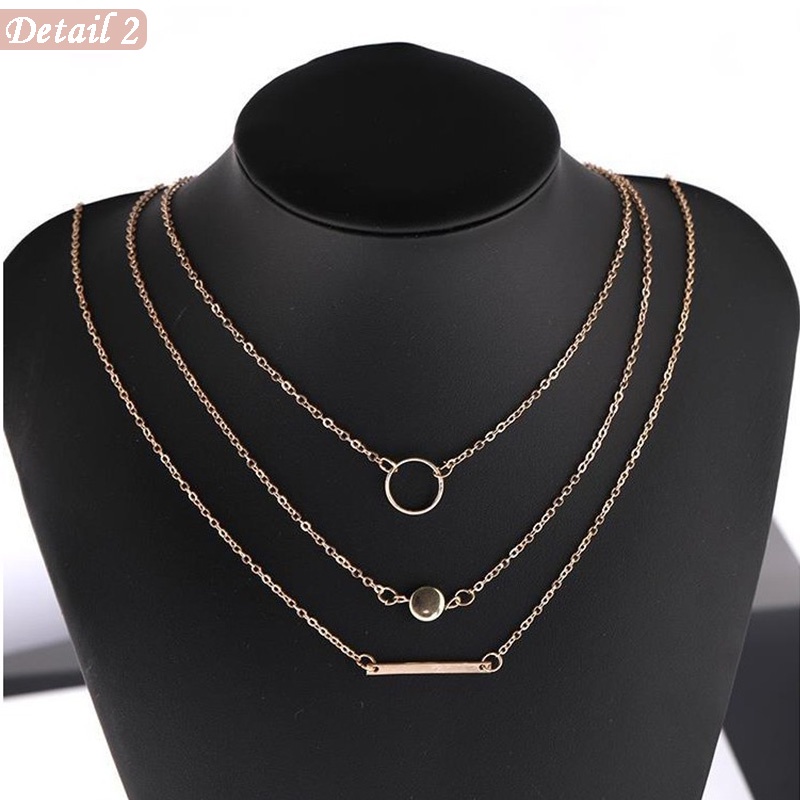 TERBARU COD Kalung Rantai Wanita 3 Layers Fashion Korea Bracelet Bahan Alloy KLG19 COD R2a