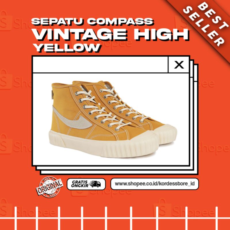 (BNIB) Sepatu Compass Vintage High Yellow 100% Original