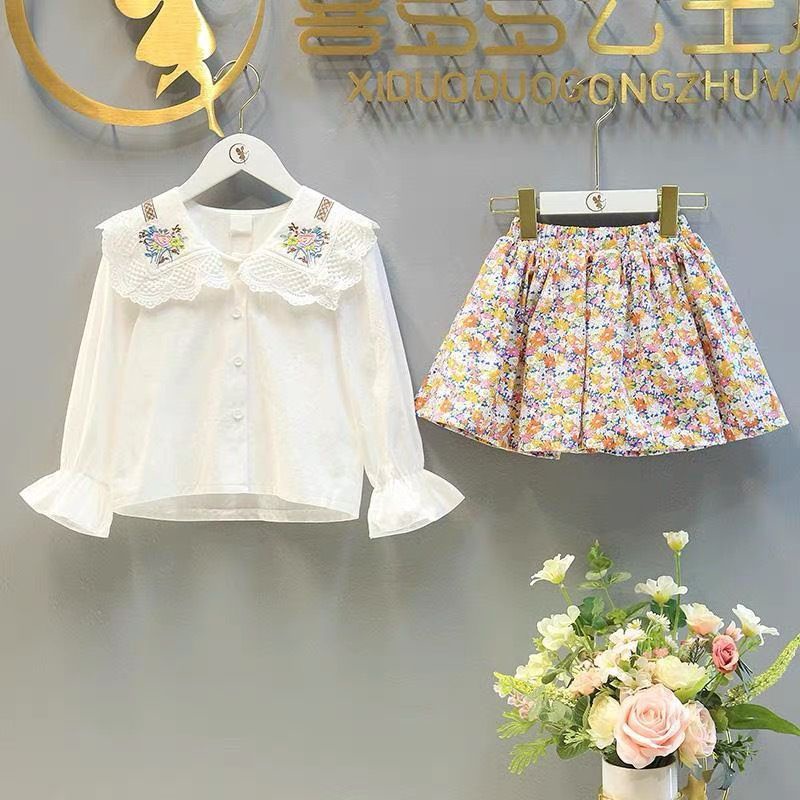 BABYLOVANTA- Setelan dress FLORAL BIRU anak perempuan lucu baju baby impor style korean 2-7 Tahun baju baby impor lengan panjang / B03