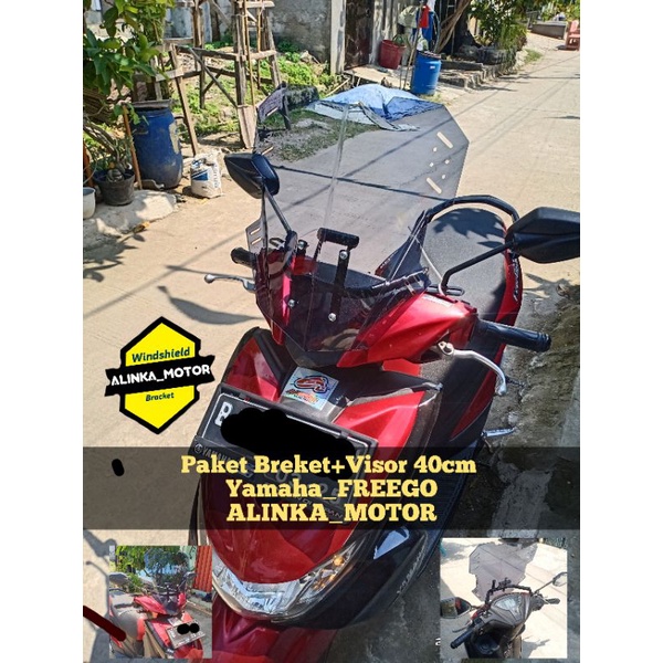 PAKET Breket+ Visor 40cm V1 Yamaha FREEGO Yamaha GEAR modifikasi freego freego touring Visor Touring