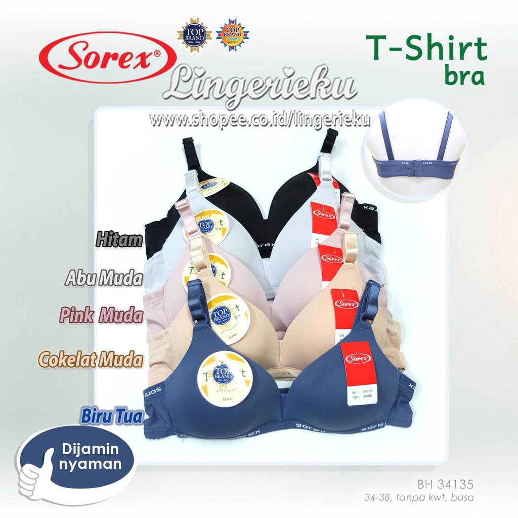 Sorex 34135 BH Bra Wanita Super Nyaman T Shirt Tanpa Kawat Busa Tipis