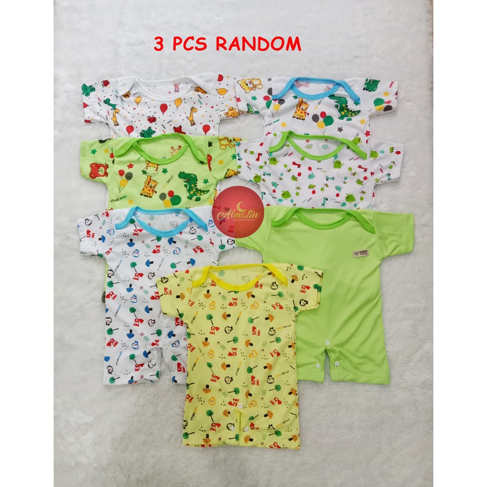 3 Pcs Romper Pendek Bayi / Baju Kodo Bayi / Jumper Bayi / Baju Bayi