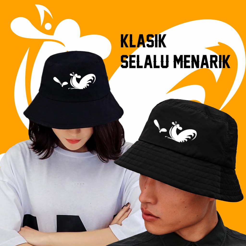 Topi Bucket Mangkok Ayam Jago  Mangkok Ayam Buket Polos Hitam  Topi Bucket Lucu Unik Klasik Mangkok