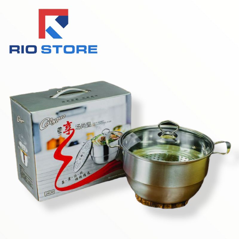 CALYPSO PANCI STEAMER JUMBO 28 CM TUTUP KACA/ PANCI KUAH