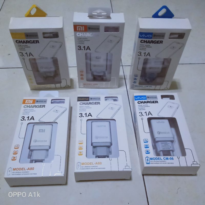 CHARGER CHARGING HANDPHONE ANDROID CASAN CHASAN HP XIAOMI/VIVO/REALME 3.1A MURAH MERIAH BOSKU