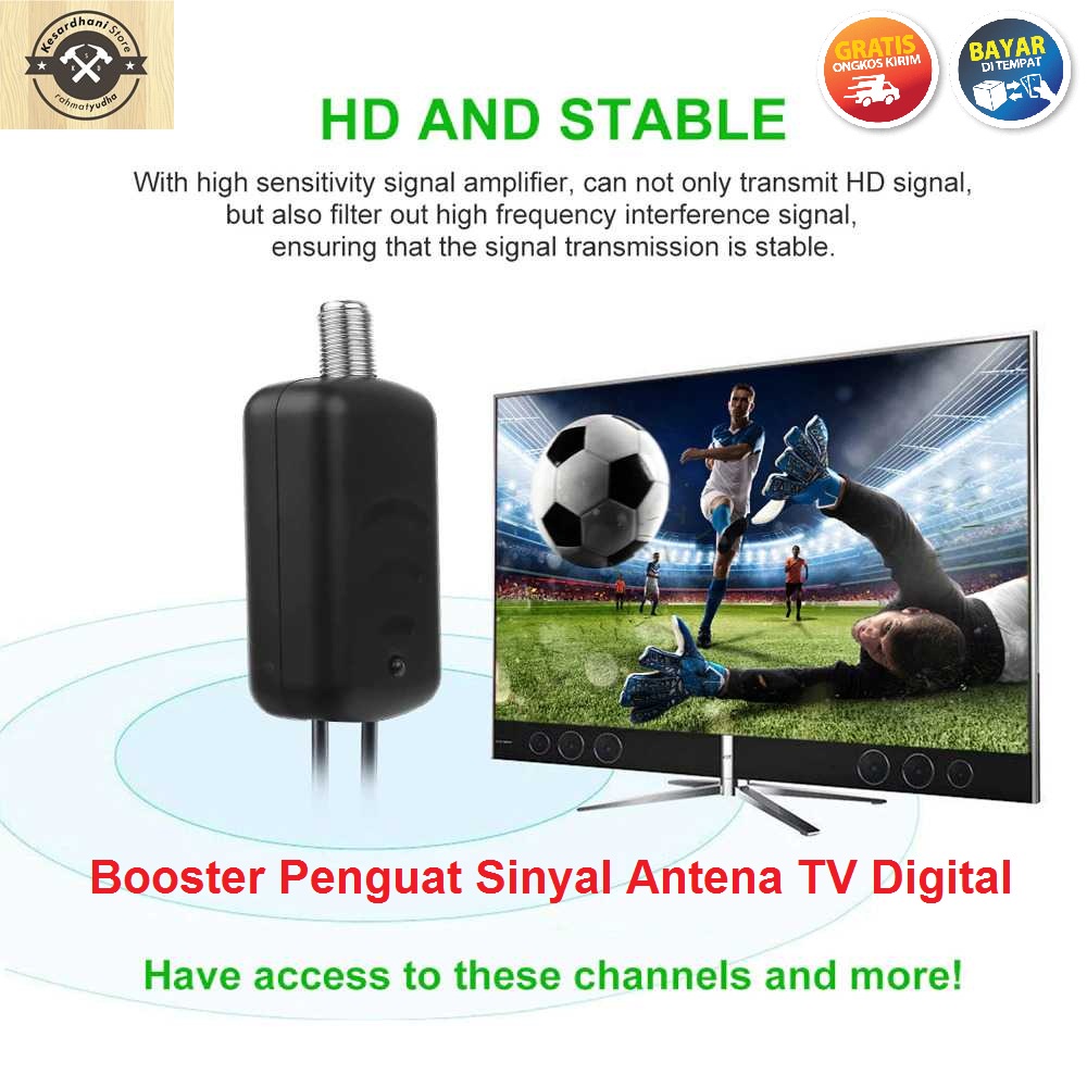 Booster Penguat Sinyal Antena TV Digital Analog HDTV Antenna Amplifier Signal Boster Antene Televisi