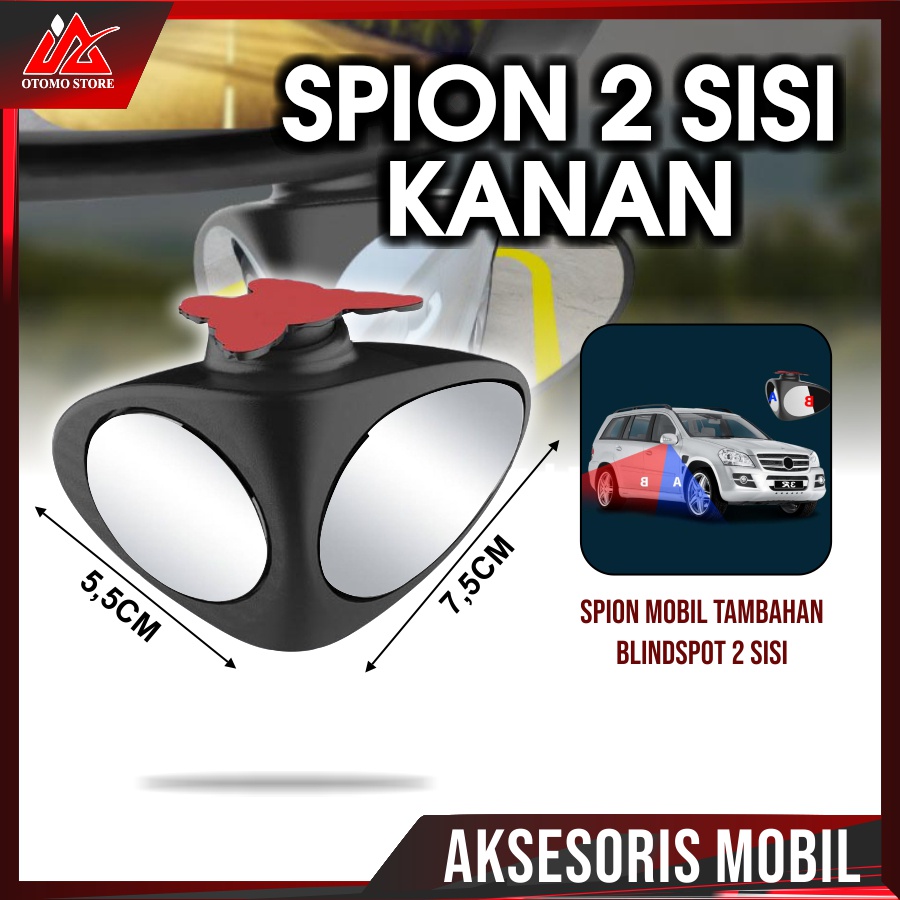 SPION 2 SISI KANAN Kaca Spion Tambahan Mobil Cembung 2 Sisi Tempel Anti Blind Spot Sebelah Kanan