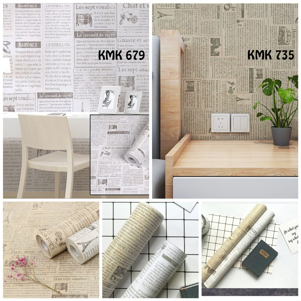 WALLPAPER STICKER DINDING MOTIF RETRO PUTIH  679 735 BEIGE PUTIH MONOCHROME MOTIF POSTER KORAN RETRO