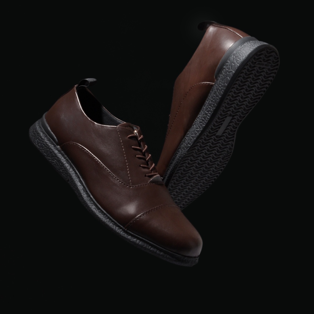 Oxford 3.0 Brown | Sepatu Pantofel Kulit Asli Hitam Formal Kerja Pantopel Pria Ori | FORIND x Kenzio