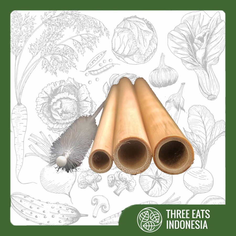 Set 3pcs Sedotan Bambu Reusable