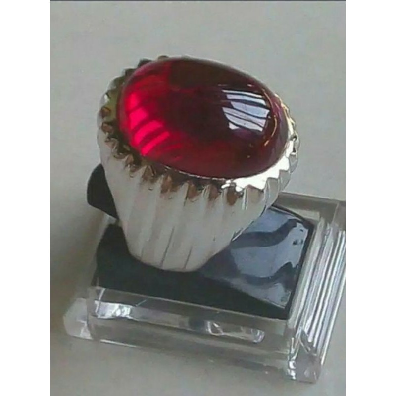 Cincin perak pria 925 merah delima (siam)