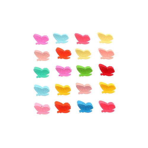 LRC Aksesoris Rambut Fashion Mixed Colors (20 Random Colors) Butterfly Resin Alloy Grip Set K35631