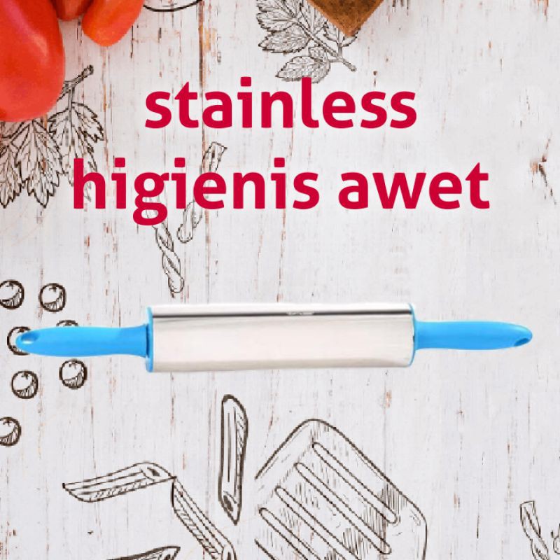Alat Penggiling Penipis Penghalus Gilingan Penggepeng Adonan Roti Kue Mie Stainless Steel