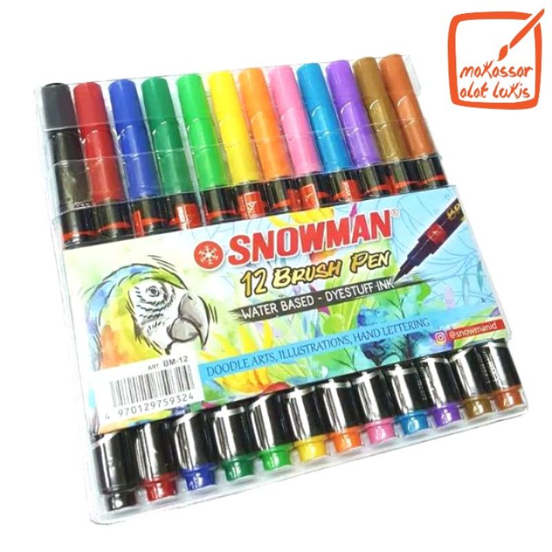 

Snowman brushpen set 12 Warna