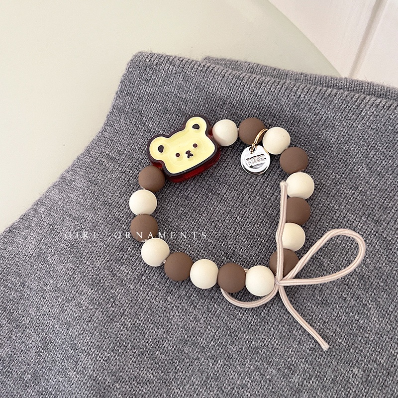 2022 Ikat Rambut Tali Elastis Hias Manik + Beruang Gaya Korea