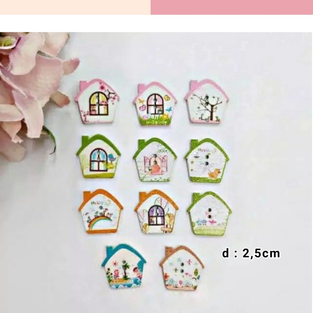 Kancing Kayu Rumah 2 Lubang diameter 2,5cm Kancing lubang 2