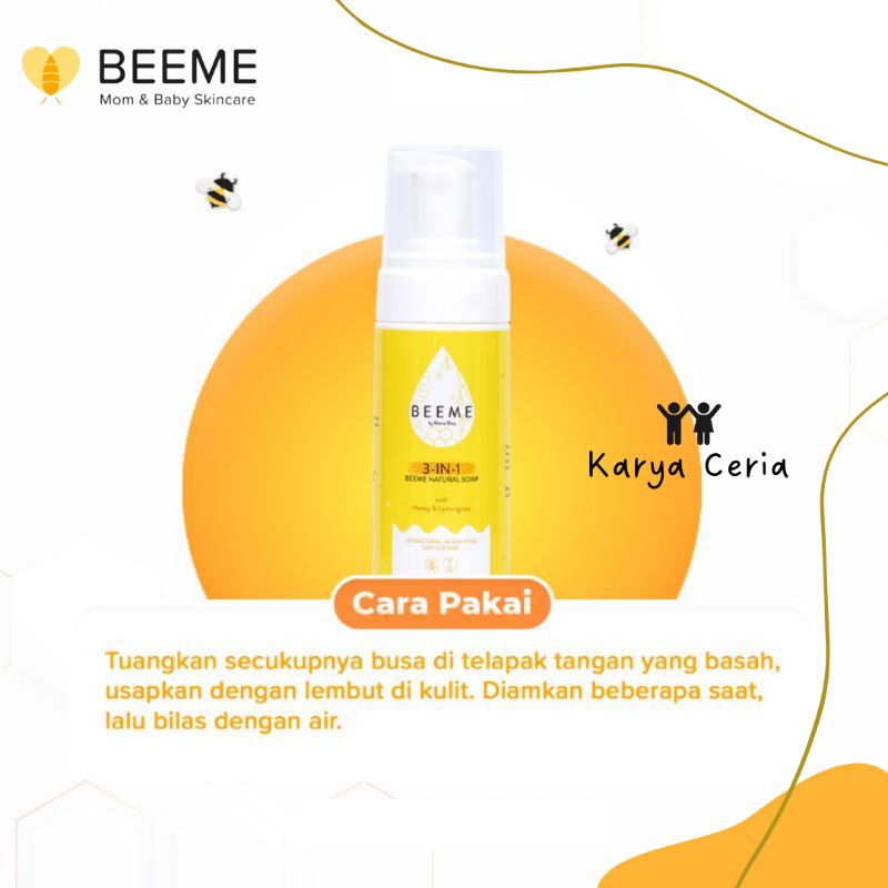 Beeme 3 in 1 Natural Soap With Honey and Lemongrass Skincare Ibu dan Anak Bayi Sabun Wajah Mom Baby