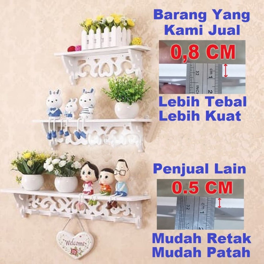 Rak Dinding Vintage 3-in-1 ( Baru Dengan 5 Hook Gantungan )