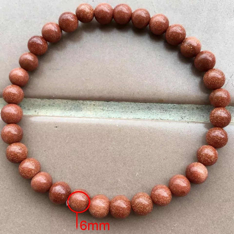 Gelang Pasir Emas 6Mm Bulat Elastis Coklat - Natural Golden Sand