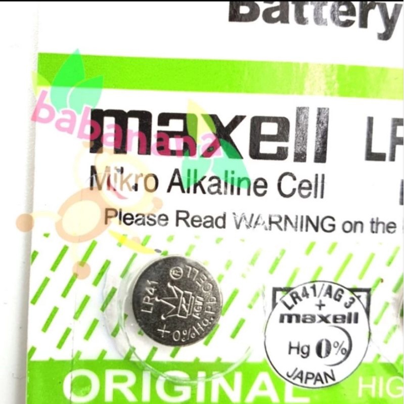 Maxell LR41 AG3 Baterai jam kancing battery button watch LR 41 AG 3