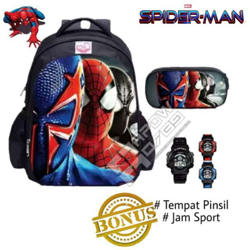 COD | Paket Hemat Tas ransel anak sekolah laki laki TK-SD / free tempat pensil dan jam tangan GShock