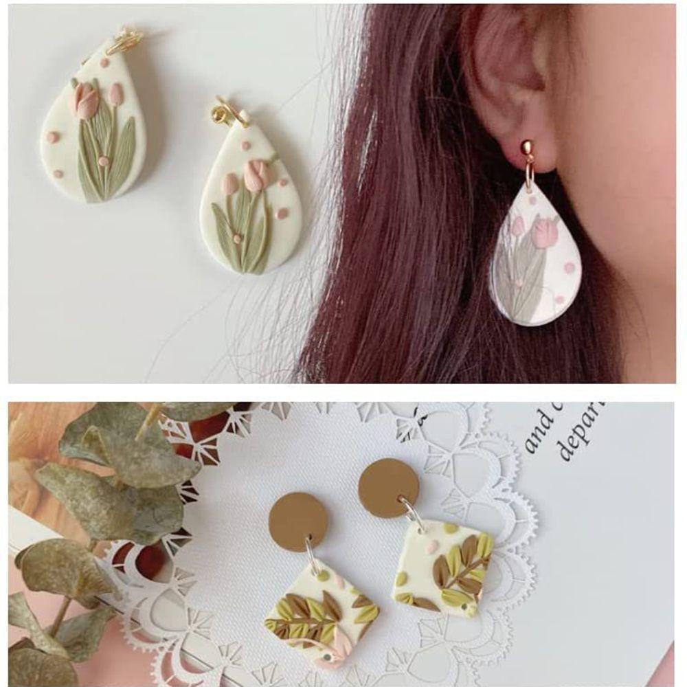132pcs / set Cetakan Pemotong Kartu Anting Handmade Bahan Polymer Clay Untuk Membuat Perhiasan