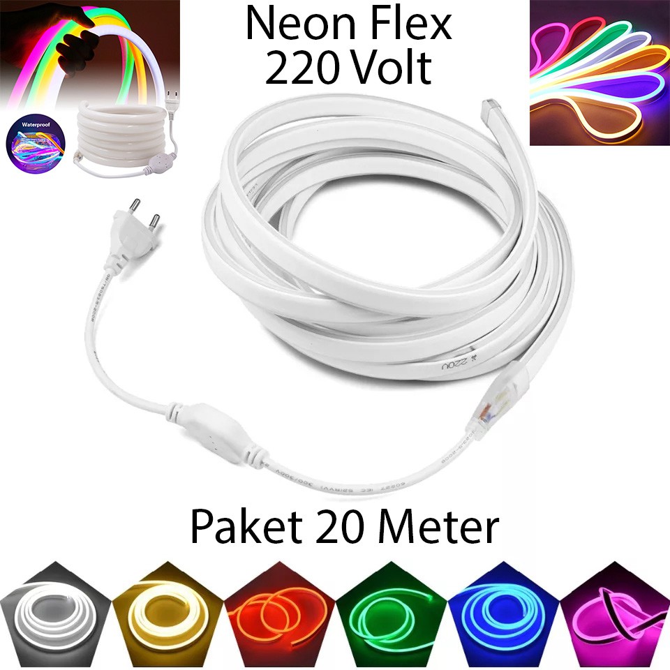 ⭐LDI⭐ PAKET 20M LAMPU LED NEON FLEX SMD 2835 120LEDS PER METER KHUSUS 20 METER