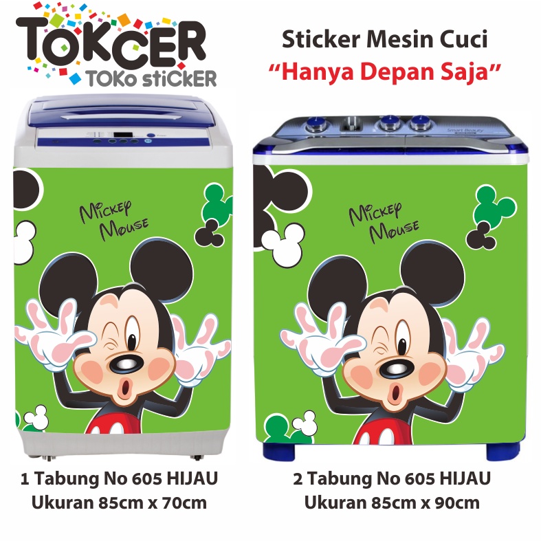 Stiker Mesin Cuci 1 atau 2 Tabung Motif Miki Mouse