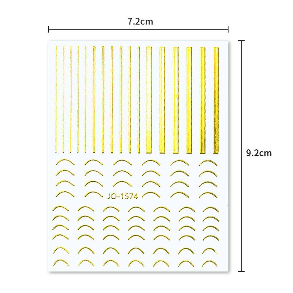 Solighter 3DNail Stiker Garis Emas Wave Stripe Nail Art Dekorasi