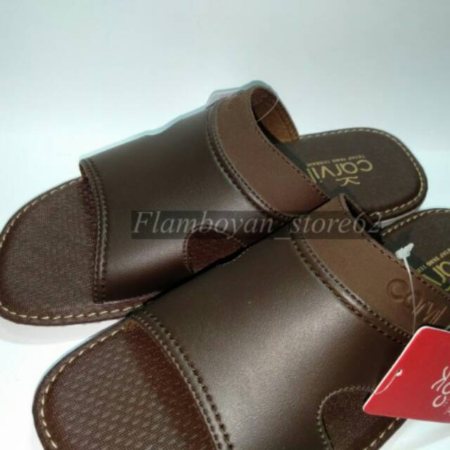 Sandal Slide Slop Coklat Ori Carvil