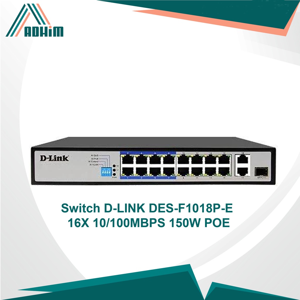 Switch DLINK DES-F1018P-E 16X 10/100MBPS 150W POE