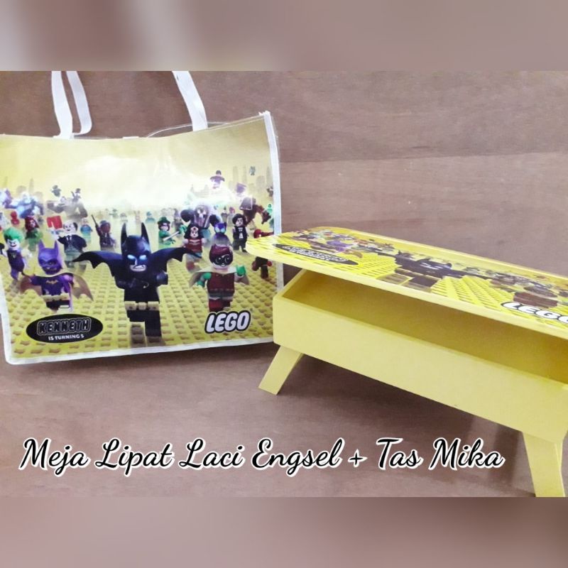 MEJA LIPAT LACI ENGSEL STD + TAS MIKA Meja Belajar Kayu Anak Custom