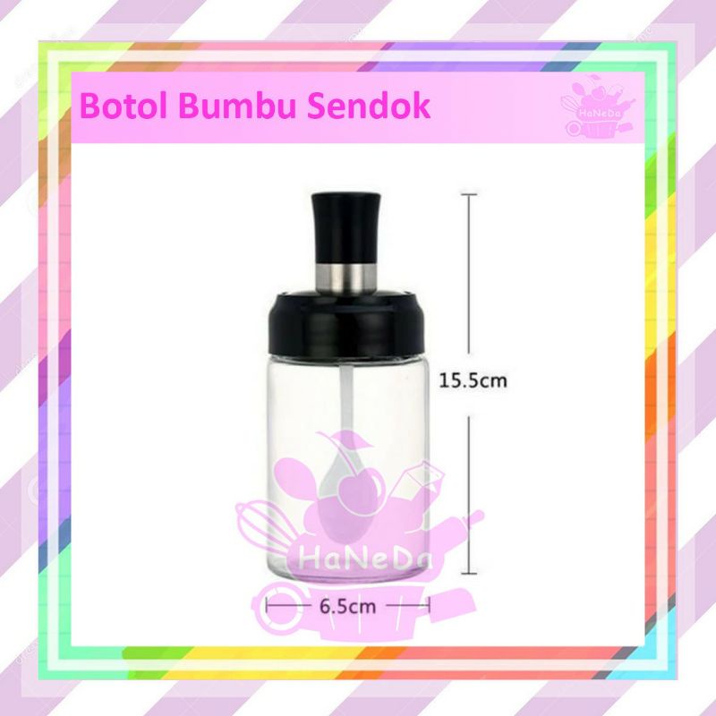 botol kaca bumbu sendok
