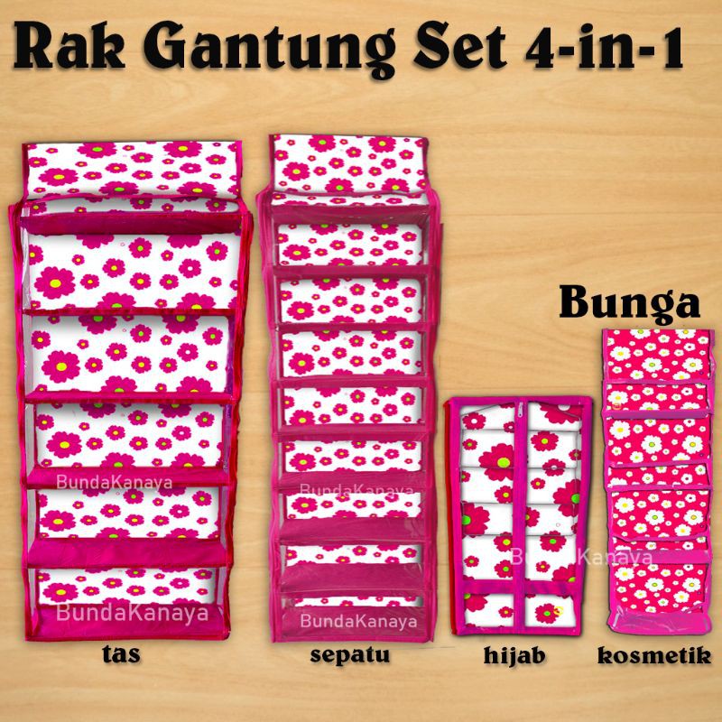 Rak Gantung Set 4in1 Tas+Sepatu+Hijab+Kosmetik