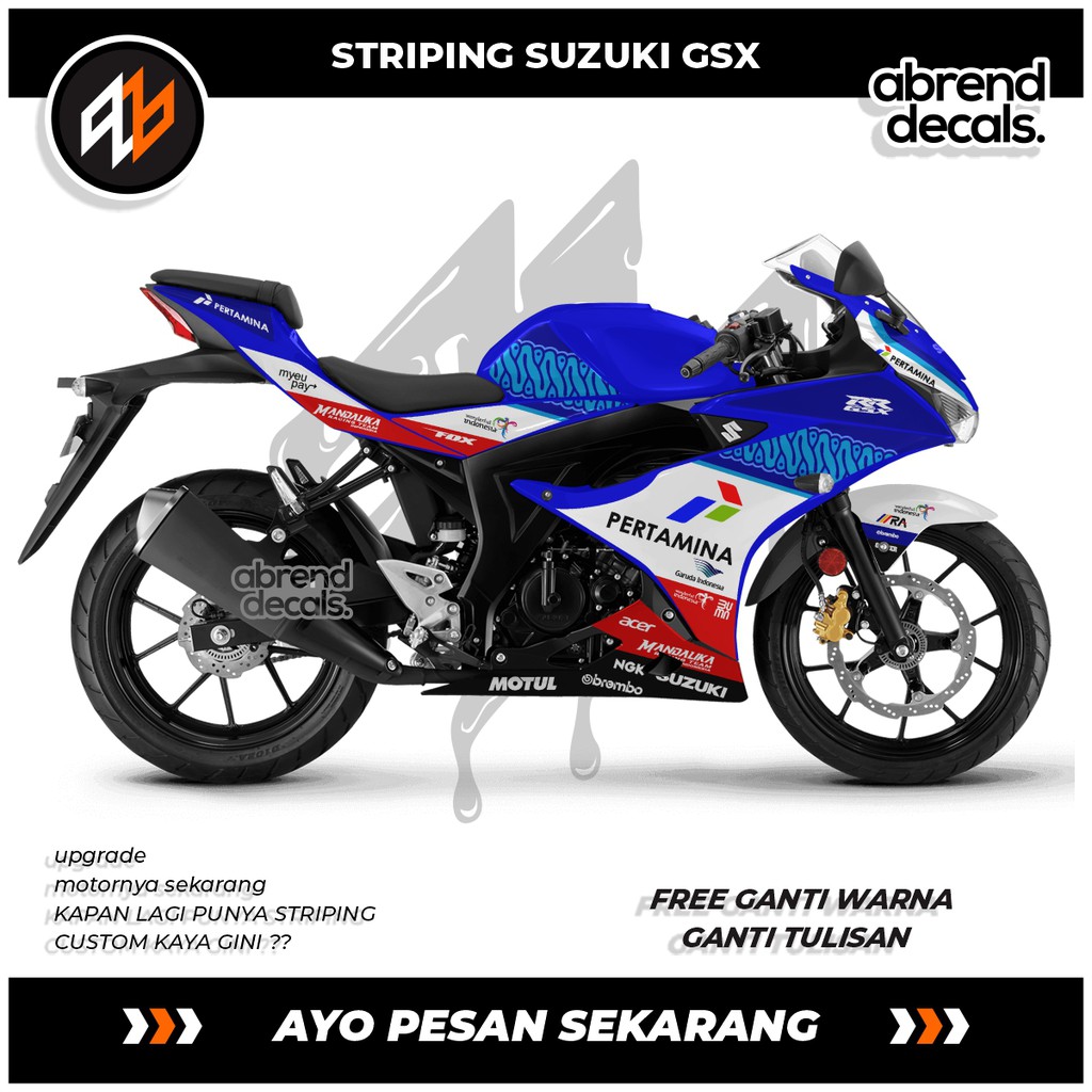 STRIPING GSX MANDALIKA / STIKER MOTOR SUZUKI GSX PERTAMINA MANDALIKA / STIKER MANDALIKA GSX