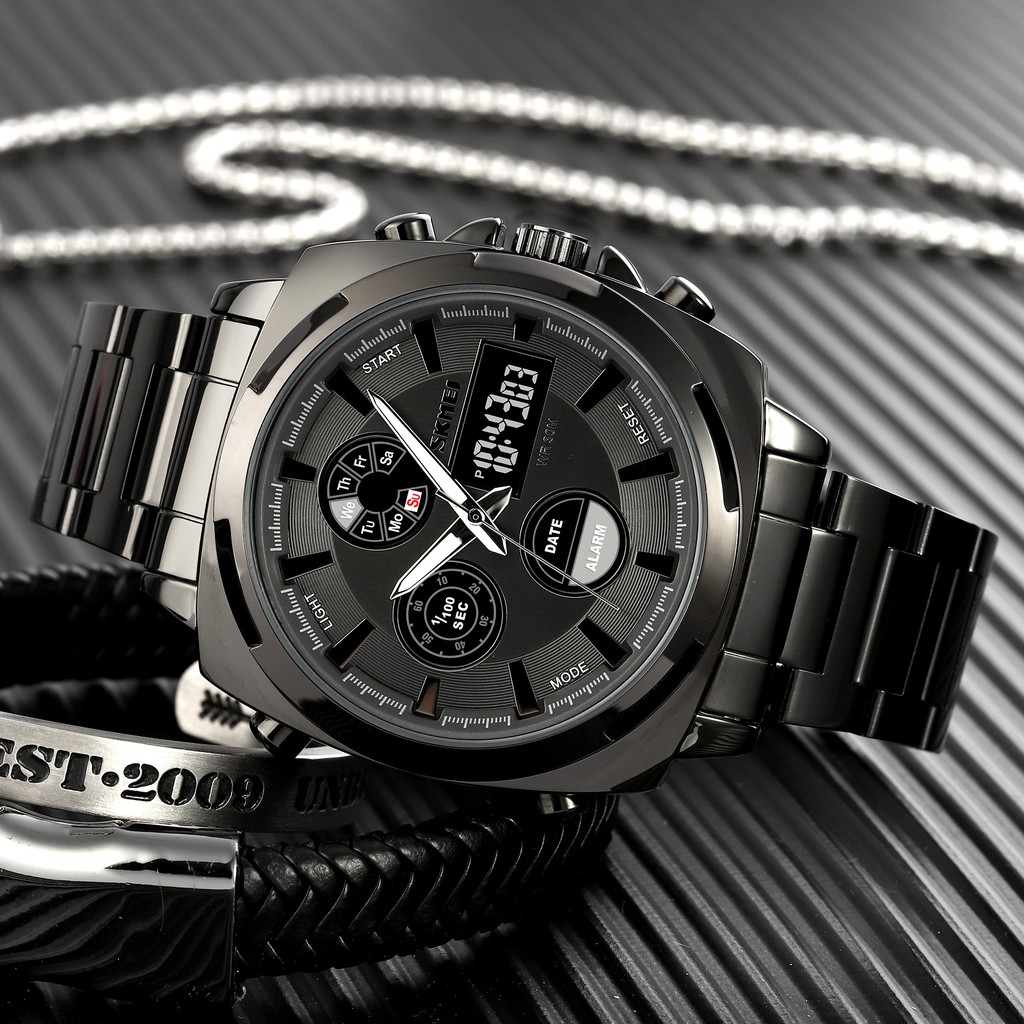 SKMEI 1673 Jam Tangan Pria Digital Analog Chronograph Dual Time Anti Air WATCHKITE WKOS