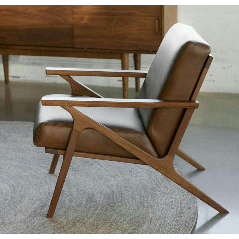 kursi sedan jati kain Oskar caramel. kursi retro lebar 60 cm