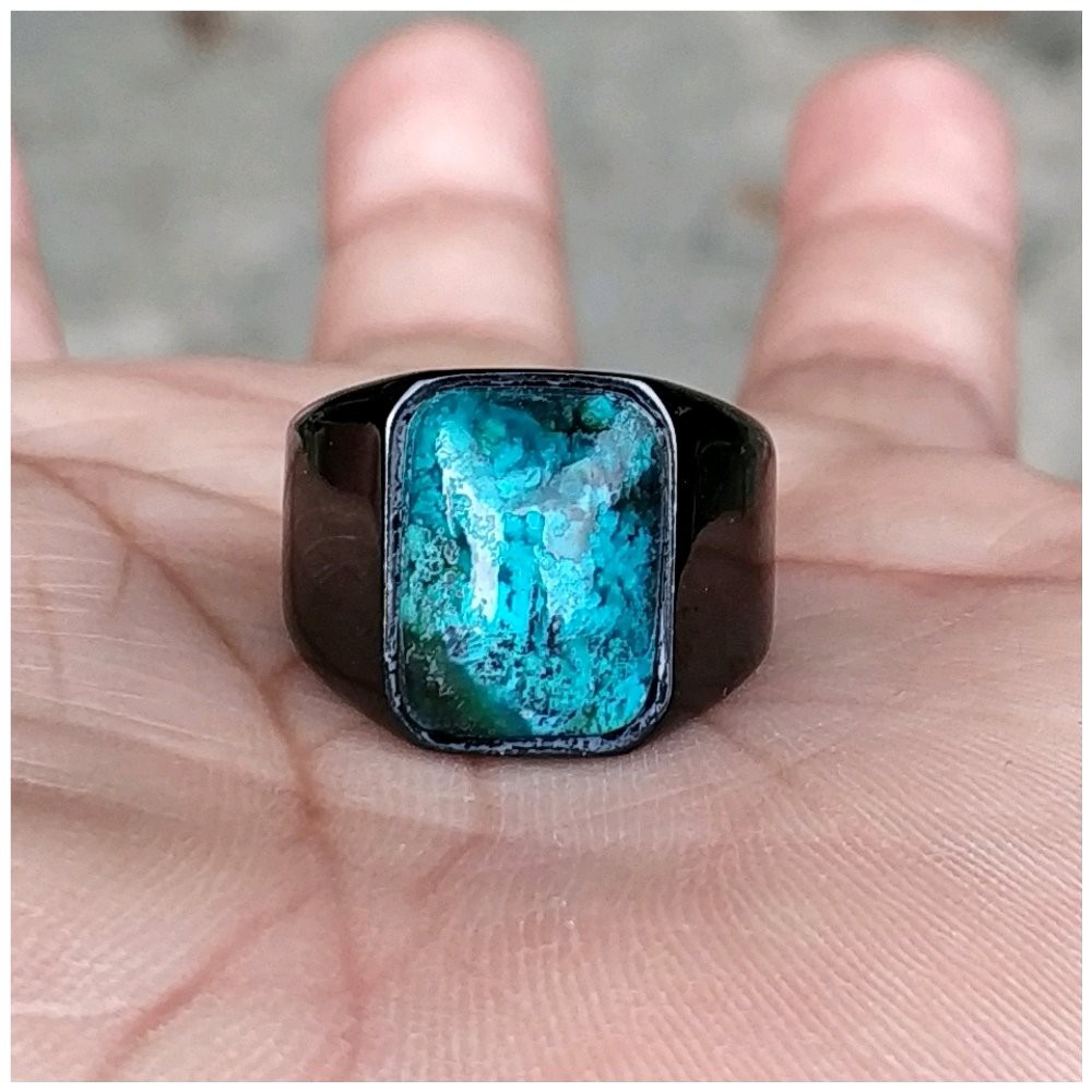 CINCIN BATU AKIK NATURAL BACAN PALAMEA OCTAGON TITANIUM HITAM MINIMALIS