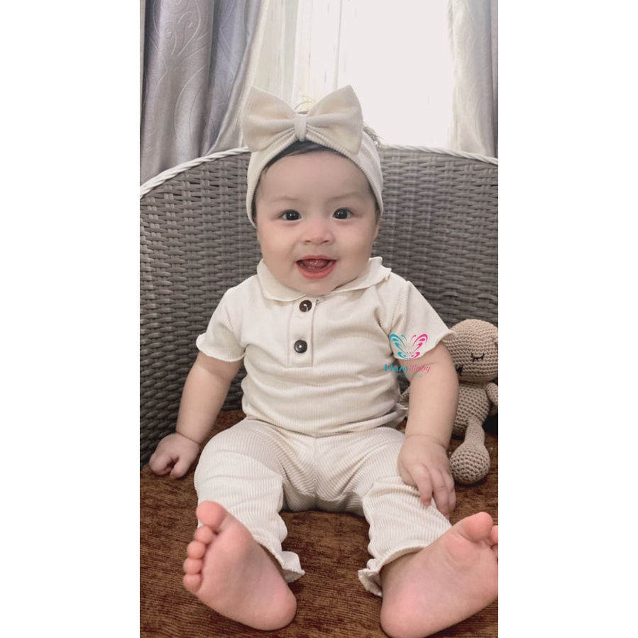 Plazababyku BBB ENZY setelan anak perempuan jumper bayi polos lucu free headband